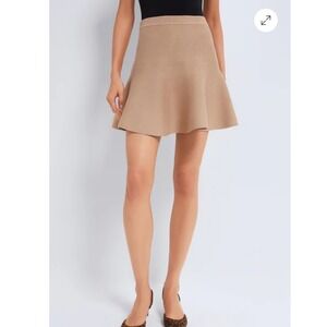 Tuckernuck‎ Tan Kaya Flare Knit Skirt Size XL 100 Cotton Ribbed Flare Heavy Knit